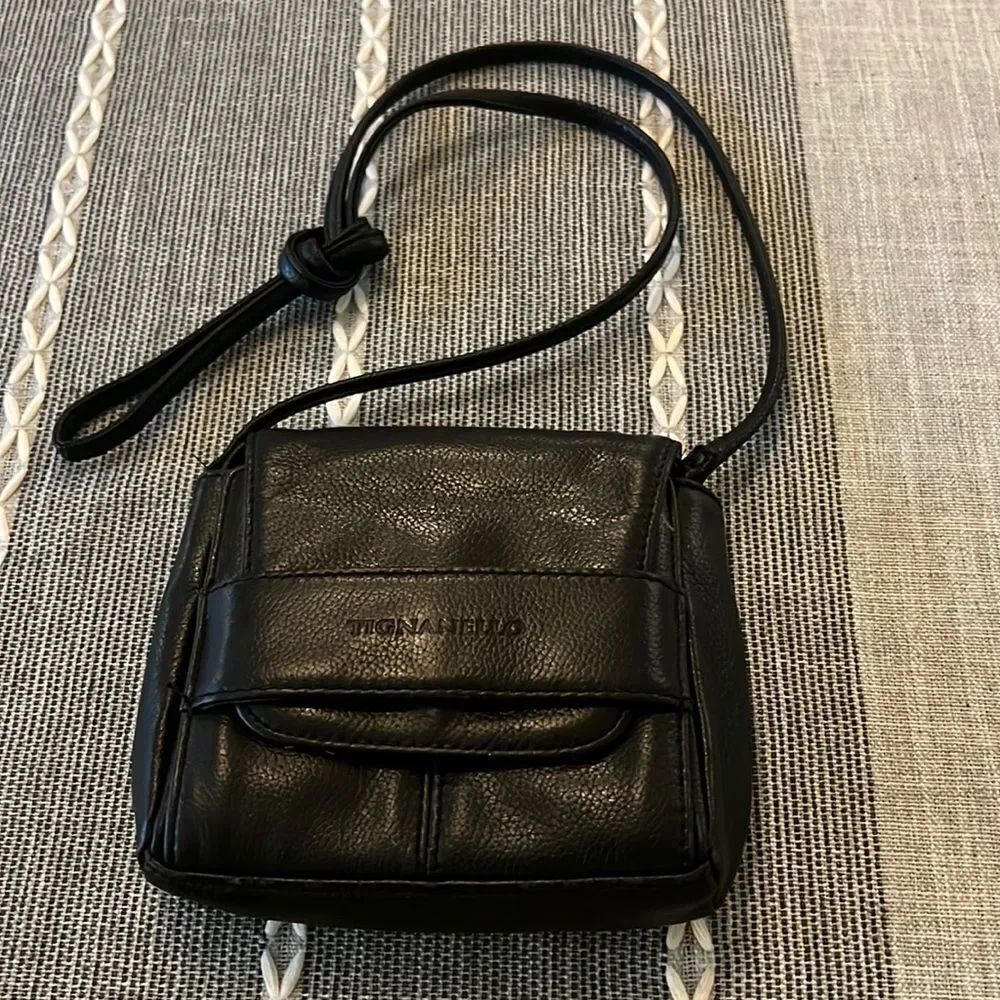 Tignanello Leather Satiny Colorful Lining Crossbody Shoulder Bag